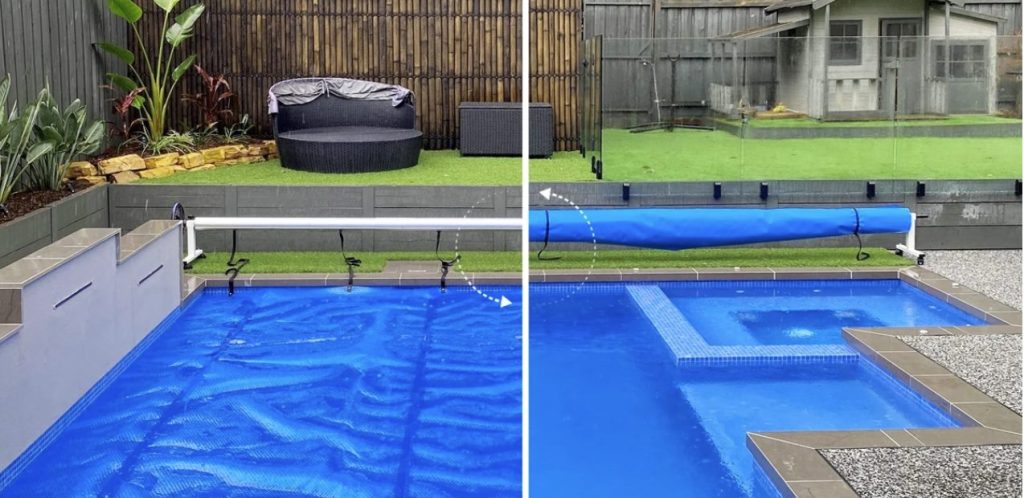 Before and After of using a pool cover